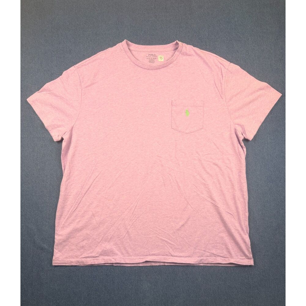 Polo Ralph Lauren Men’s XL lavender Heather Pocket T Shirt Green Pony Logo